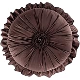 S SSOY Velvet Ruffle Pillow - Round, Plush, Home Decor for Sofa, Chair, Bed, Window, Floor - 13.7in