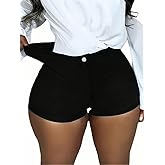 Foresi Denim Shorts for Women High Waisted Stretchy Hot Jean Shorts Casual Straight Leg Button Zipper Vacation Fashion