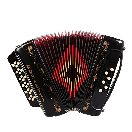 Rossetti 34 Button Accordion 12 Bass 3 Switches FBE Black