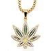 MCSAYS Man's Fashion Hip Hop Weed Hemp Leaves Marijuana Leaf Pendant 18K Gold Plated Hip Hop King Queen Pendant Necklace Gifts (Leaf)