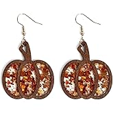 Glitter Pumpkin Earrings for Women Elegant Thanksgiving Pumpkin Dangle Earrings Shiny Fall Earrings Holiday Jewelry