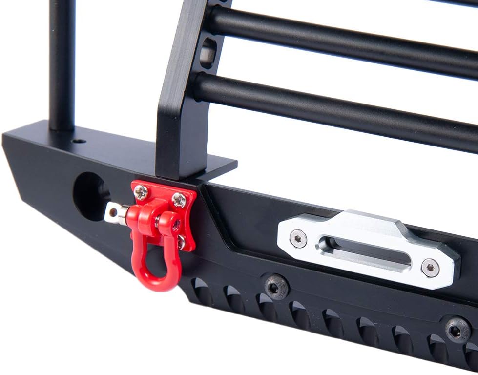 ZuoLan Metal Front Bumper with LED Headlights Towing Shackles for TRX4 1:10 RC Vehicles Crawler Car, Black - Image 5