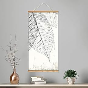 Hanging Poster with Wood Frames - Veins of Dried Leaves - Ready to Hang Decorative Wall Art - 18"x36"