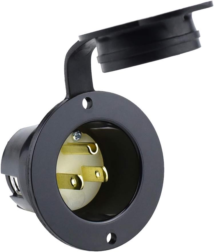 Cllena NEMA 5-15 125V 15 Amp Flanged Power Inlet/Outlet Receptacle with ...