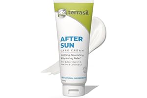 terrasil After Sun Care Lotion with Aloe Vera, Shea Butter, Coconut Oil, & Vitamin E, Soothing Sunburn Relief for Sun Exposed Skin, Deeply Nourishing. Natural Body Lotion (3 oz) Tropical Scent