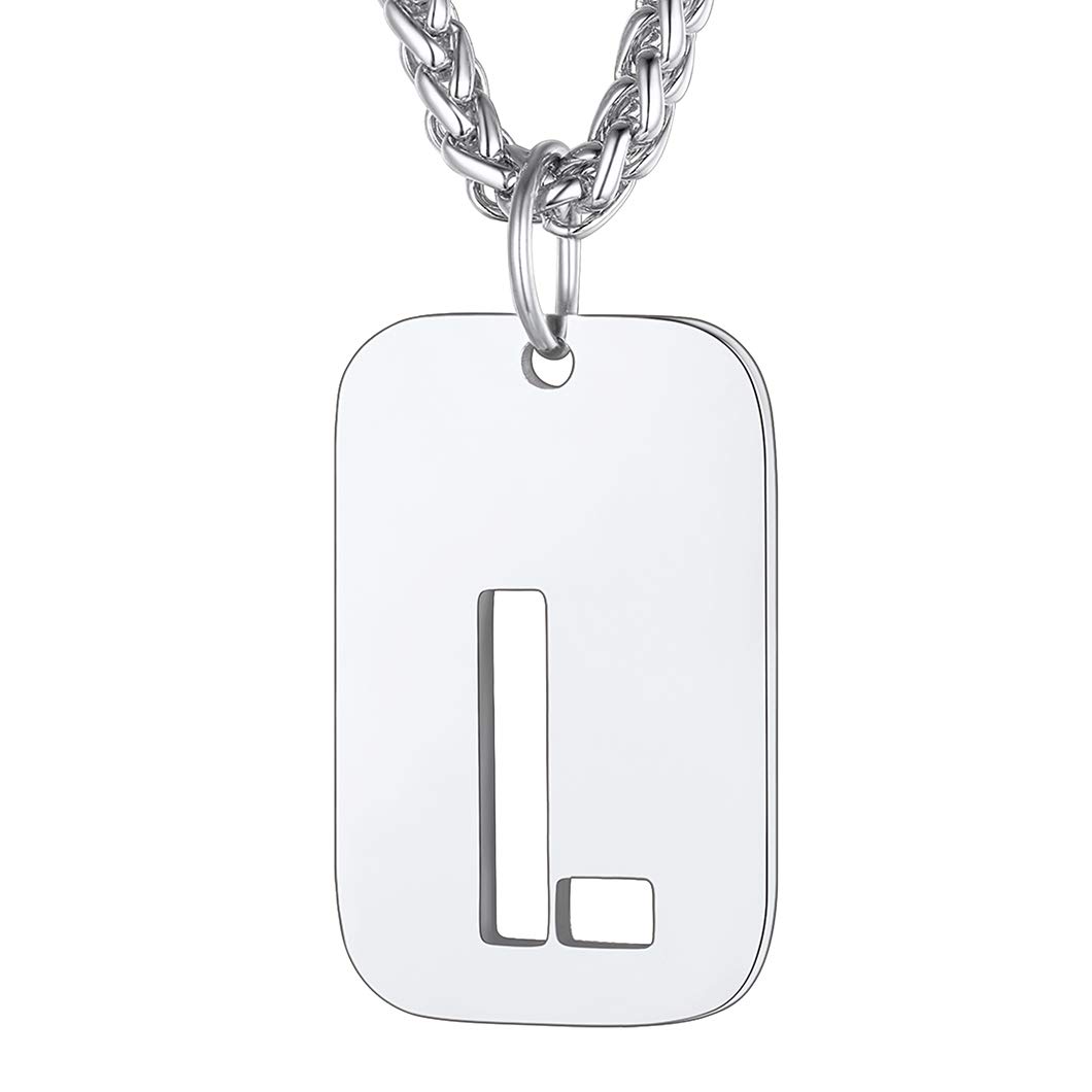 Richsteel Dog Tags Military Chain for Men Initial L Pendant Mens Necklace