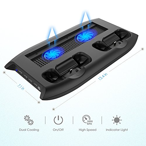 image for Puroma Vertical Stand Cooling Fan with Dual Controller Charging Statio