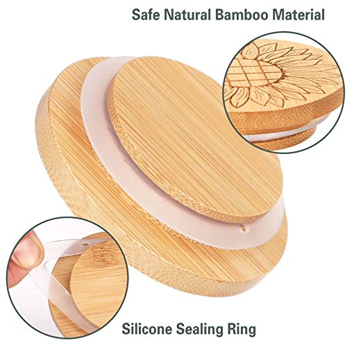 Oui Yogurt Jar Lids, 12 Pack NOVWANG Reusable Bamboo Wood Lids Round
