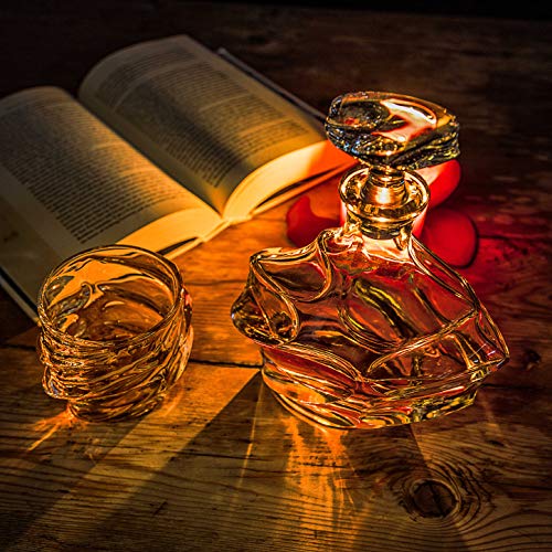5-tlg Whisky Set Karaffe 750 ml und 4 Whiskygläser 330 ml - zum Geburtstag und Vatertag - Geschenke für Männer - bleifreier Whiskey Dekanter und Tumbler - BPA-Frei – Bild 6