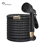 PATHONOR 50ft Garden Hose Expandable Water Hose 7 Functions Sprayer With Double Latex Core 3/4'' Solid Brass Fittings Expanding Wash Hose For Home, Garden, Backyard,Shower Pets or Wash Car