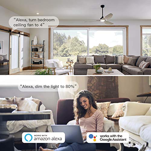 TREATLIFE Smart Ceiling Fan Control and Dimmer Light Switch 2PACK, Neutral Wire Needed, 2.4Ghz Single Pole Wi-Fi Fan Light Switch Combo, Works with Alexa, Google Home and SmartThings, Remote Control