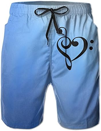 Men's Bass And Treble Clef Heart Love Swim Trunks Surfing Running Swimming Watershort