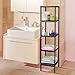 HOMFA Bamboo Bathroom Shelf 5-Tier Tower Free Standing Rack Multifunctional Storage Organizer(Retro Color)