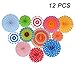 Fiesta Colorful Paper Fans Lantern Round Wheel Disc Design for Party,Event,Wedding Birthday Carnival Home Decorations (Colorful, 12PCS)