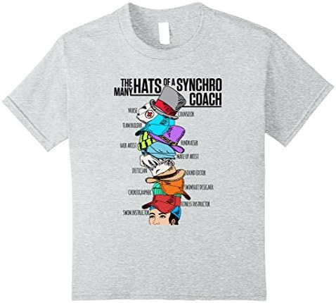 unisex-child Synchronized Swimming Synchro Coach T-Shirt--Many Hats 8 Heather Grey