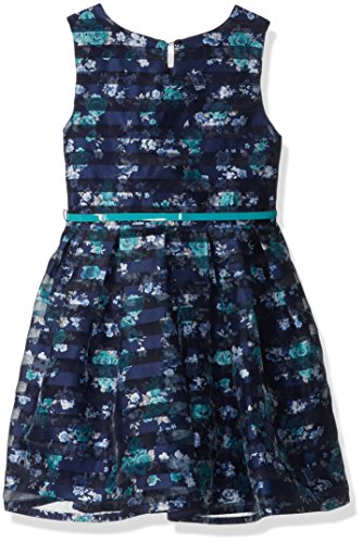 Beautees Girls' Little' Sleeveless Lace Skater Dress, Navy, 5 - Thumbnail 2