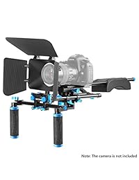 Neewer - El kit de cine en video para la cámara Canon Nikon Sony y otras cámaras DSLR, videocámaras DV, incluye: base para hombro, barra de 0.591, caja mate, barra levantada en forma de Z (azul + negro)