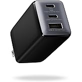 wegear 67W USB C Charger, 3-Port GaN Fast Charging Block with Foldable Plug, Compatible with MacBook Pro/Air, iPad Pro, iPhone 16/15/Pro, Galaxy S25/S24, Note20, Pixel, Apple Watch, (Black)