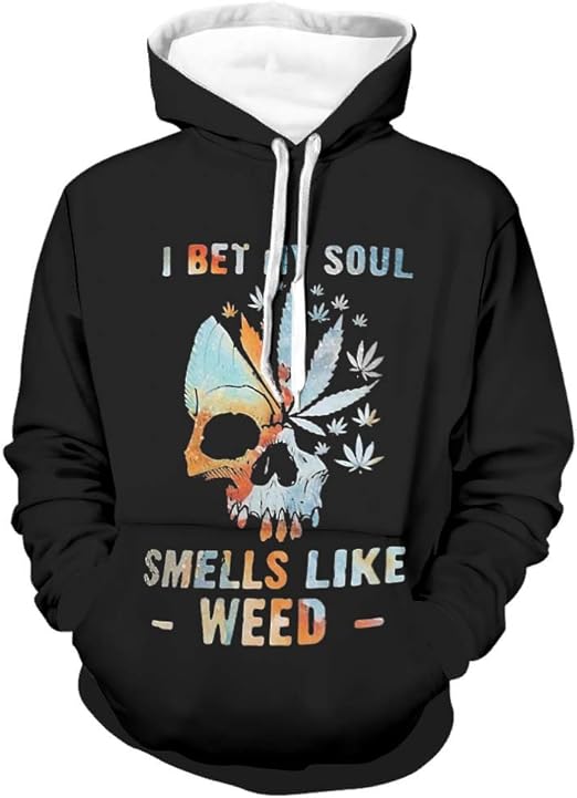 AHAMENT Men I Bet My Soul Smells Like Weed Hoodies Funny