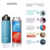 Aquatix Sea Mist Blue Insulated FlipTop Ultimate Sport Bottle 21 ounce Pure Stainless Steel