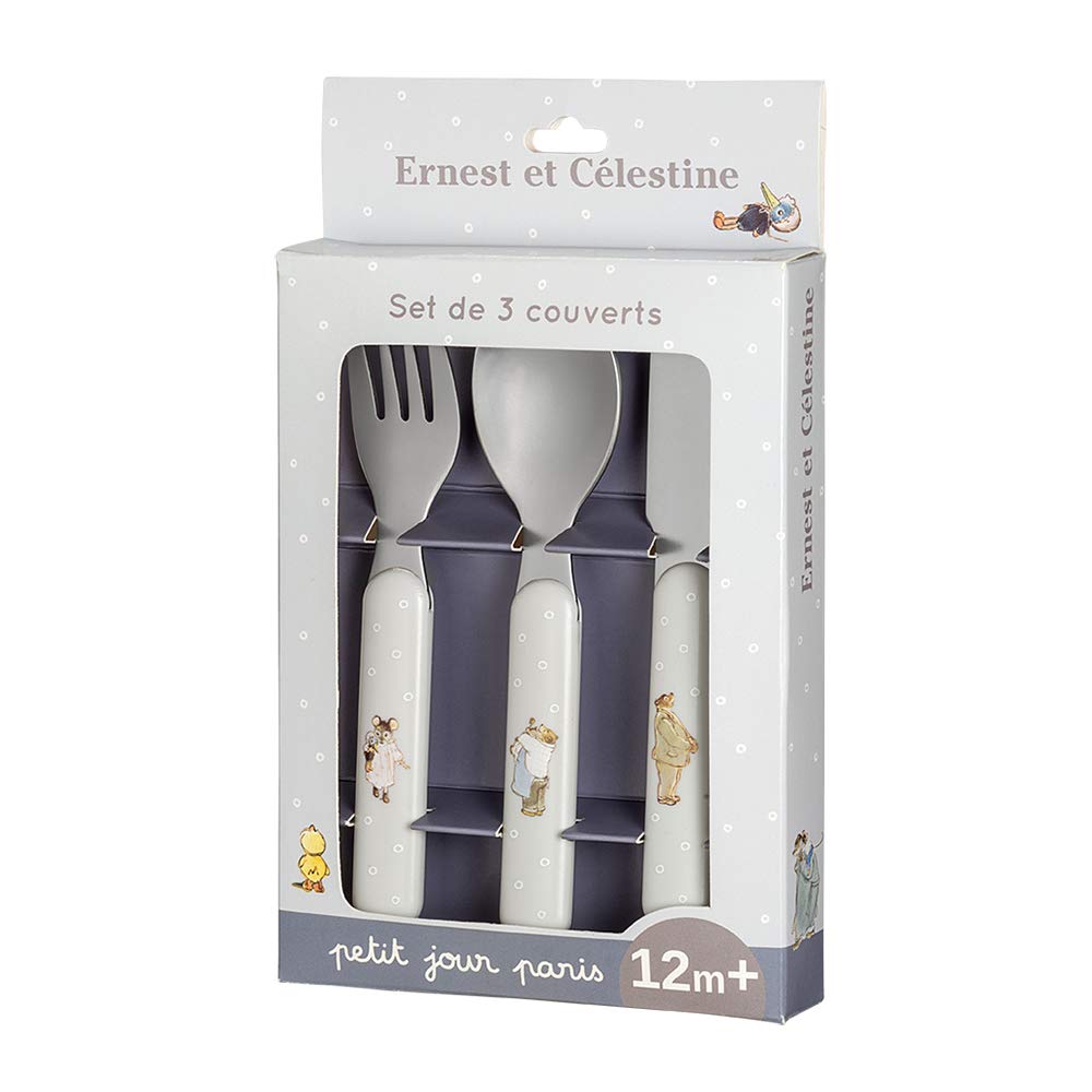 Petit Jour Paris - 3-Piece Cutlery Set Ernest & Célestine - Perfectly Suitable for The Small Hands!