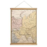 Hanging Poster with Wood Frames Rustic Map Canvas Artwork Wall Picture Home Decoration - 18