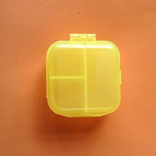 Kathy Mall 1pc Travel Portable 6 Grid Transparent Plastic Storage Box Small Kit Medicine Drug Pill Case/6 Grid Transparent Kit Braille Kit (Yellow)