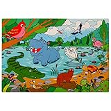 Peaceful Lake Jigsaw Floor Puzzle - 54 Foam Pieces - 12x18 Inches Mat, by Premium Joy