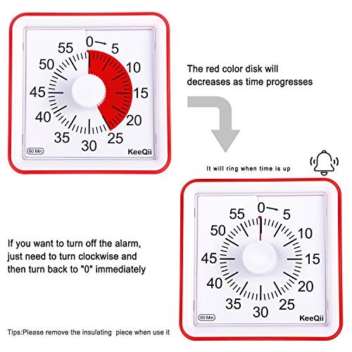KeeQii 60 Minute Visual Timer Silence Countdown Timer Time Management Tool for Classroom Teaching or Meeting Digital Timer for Kids and Adults