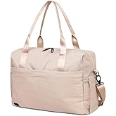 Jadyn Austin Carry-On Travel Duffel Bag for Women, 18” Weekender Bag with Laptop Sleeve, Durable Material, and Trolley Sleeve, Ideal for Work, Gym, and Overnight Trips (Natural)