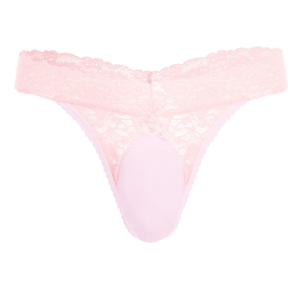 IBAKOM Men's Lace Frilly Sissy Thong Panties Sheer