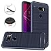LG V35 ThinQ Case, LG V30S ThinQ Case, Dretal Carbon Fiber Shock Resistant Brushed Texture Soft TPU Phone case Anti-Fingerprint Flexible Full-Body Protective Cover for LG V35 ThinQ / V30S (Navy)