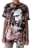 Jiujiuyi Women's Guns N' Roses Digital Floral Print Ripped Shirt Dress