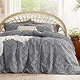 Bedsure Boho Duvet Cover King Size - Boho Bedding, Tufted King Duvet Cover for All Seasons, 3 Pieces Embroidery Shabby Chic Home Bedding,Comforter Not Included (Grey, 104" x 90")