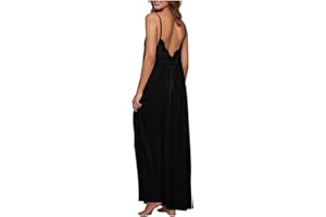 Women Backless Dress Lace Sleeveless Summer Dress 2026 Cami Dresses Spaghetti Strap Flowy Long Sundress with Back Tie