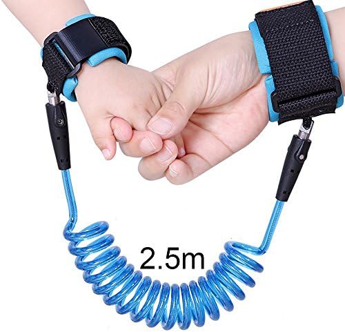 Safety Anti Lost Wrist Link Leash Safety Velcro Harness For Toddler Baby Kid Child (2.5m, Blue)