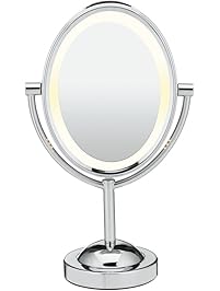Conair Double-Sided Lighted Makeup Mirror - Lighted Vanity Mirror; 1x/7x magnification; Polished Chrome Finish