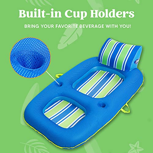 Sloosh Inflatable Pool Float Lounger for Adults, Comfort Water Lounge,Pool Floaties and Recliner with headrest 63in x 36in