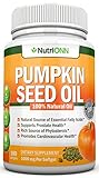 PUMPKIN SEED OIL - 1000MG - 180 Softgels - Cold-Pressed Natural Pumpkin Seed Oil - Natural Source Of Essential Fatty Acids - Great for Hair Growth, Prostate Health, Joint Inflammation and GI Tract