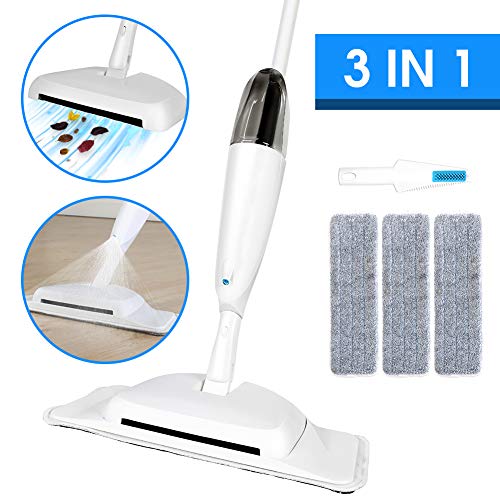 3 in 1 Spray Mop for Floor Cleaning Kit with Sweeper, 360° Swiveling Head Hardwood Floor Dust Mop Spray Treatment with 3pcs Microfiber Pads 400ml Bottle, Stone Tile & Laminate Premium Microfiber Mop - Thumbnail 7