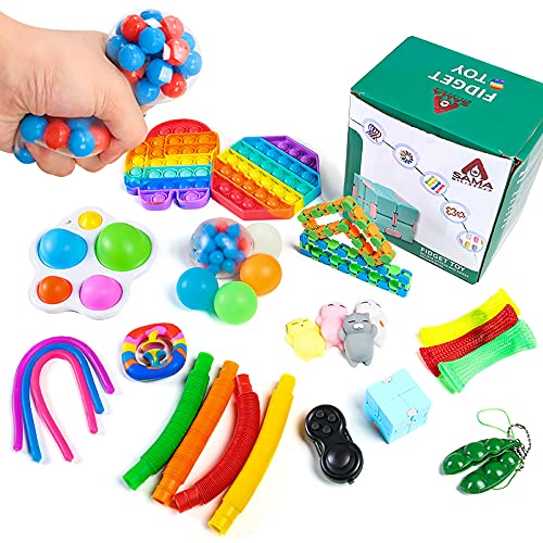 FidgetToyPackwithpopit Rainbow Fidget Toy Set Fidget Toy Box