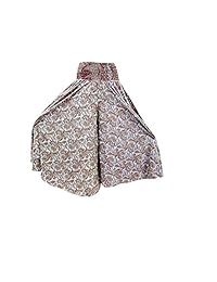Womens Boho Maroon Printed Casual Palazzo Silk Sari Maxi Skirt