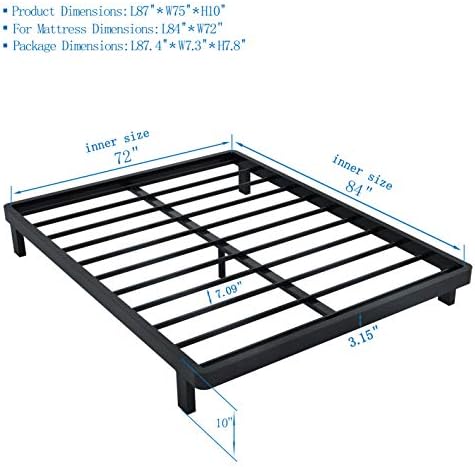 Amazon Com Homus 10 Inch Modern Platform Bed Frame 4000lb Extra Strong Sturdy Heavy Duty Steel Slat Mattress Foundation Noise Free None Slip No Creaking Box Spring Replacement Black Cal King Furniture Decor