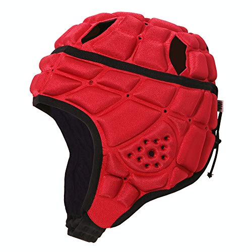 surlim Rugby Helmet Headguard Headgear for Soccer Scrum Cap Soft Protective Helmet for Kids Youth Red Small