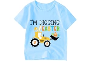 XFSJGNA Kids Easter Shirt Boys Girls Eggs Hunts Tractor Monster Truck Graphic T-Shirt Toddler Easter Bunny Short Sleeve Tees Top