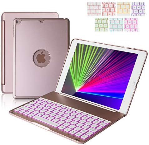 iPad Keyboard Case for iPad 9.7 2018 (6th Gen) - iPad 9.7 2017 (5th Gen) - iPad Air 1 with 7 Color Backlit, Auto Sleep/Wake, Aluminum Hard Shell, iPad Case with Keyboard 9.7 inch(NOT for iPad Pro 9.7)