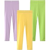 HSTiSan Toddler Girls Cotton Leggings 3-Pack Little Girl Stretchy Leggings Trousers for Kids Spring and Autumn 2-7T