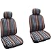 Baja Blue - Striped Saddle Blanket Front Seat Cover Pair