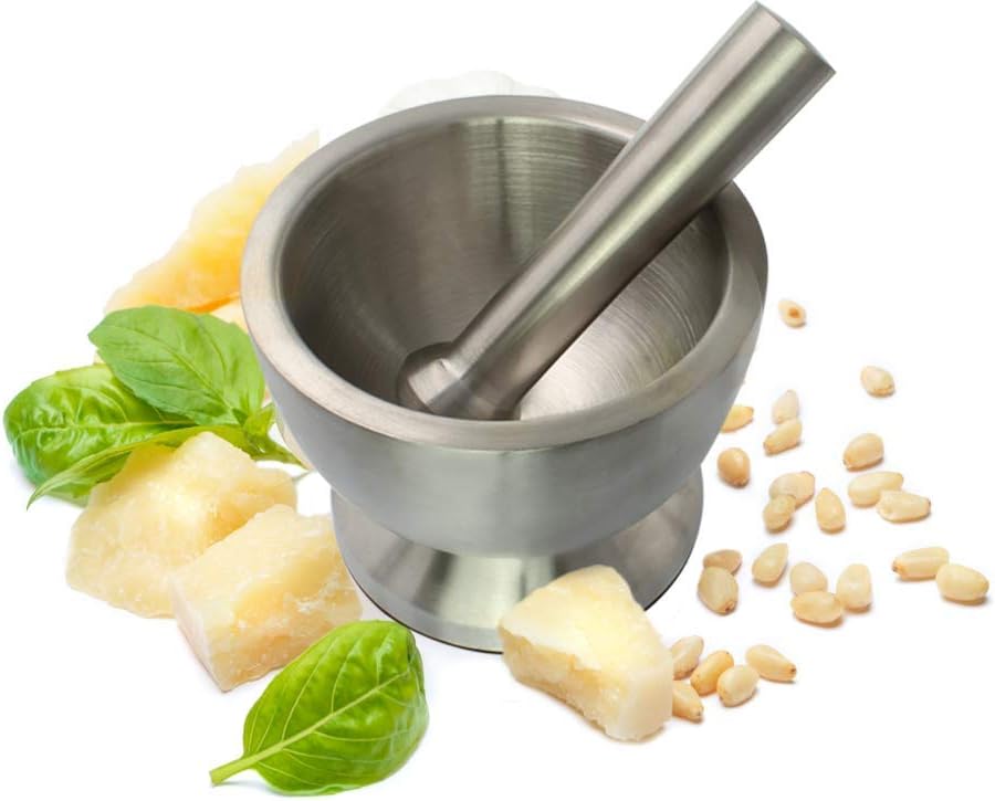 Pestle And Mortar Heavy Duty Brushed Stainless Steel Mortar