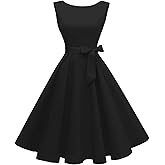 Hanpceirs Women's Boatneck Sleeveless Swing Vintage 1950s Cocktail Dress New